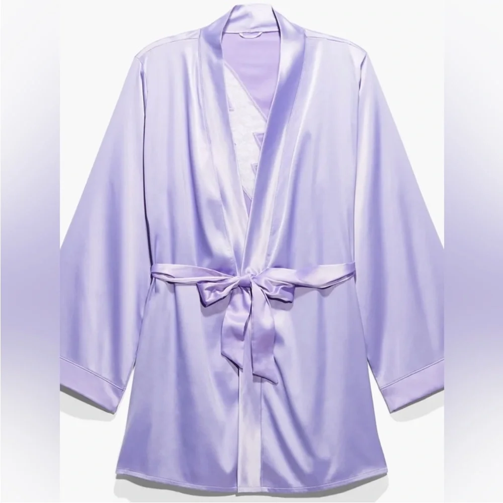 SavageXFenty Lilac Satin Robe with Lightning Bolt XL 1X - Picture 4 of 9